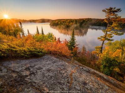 Overlooking a river in fall.