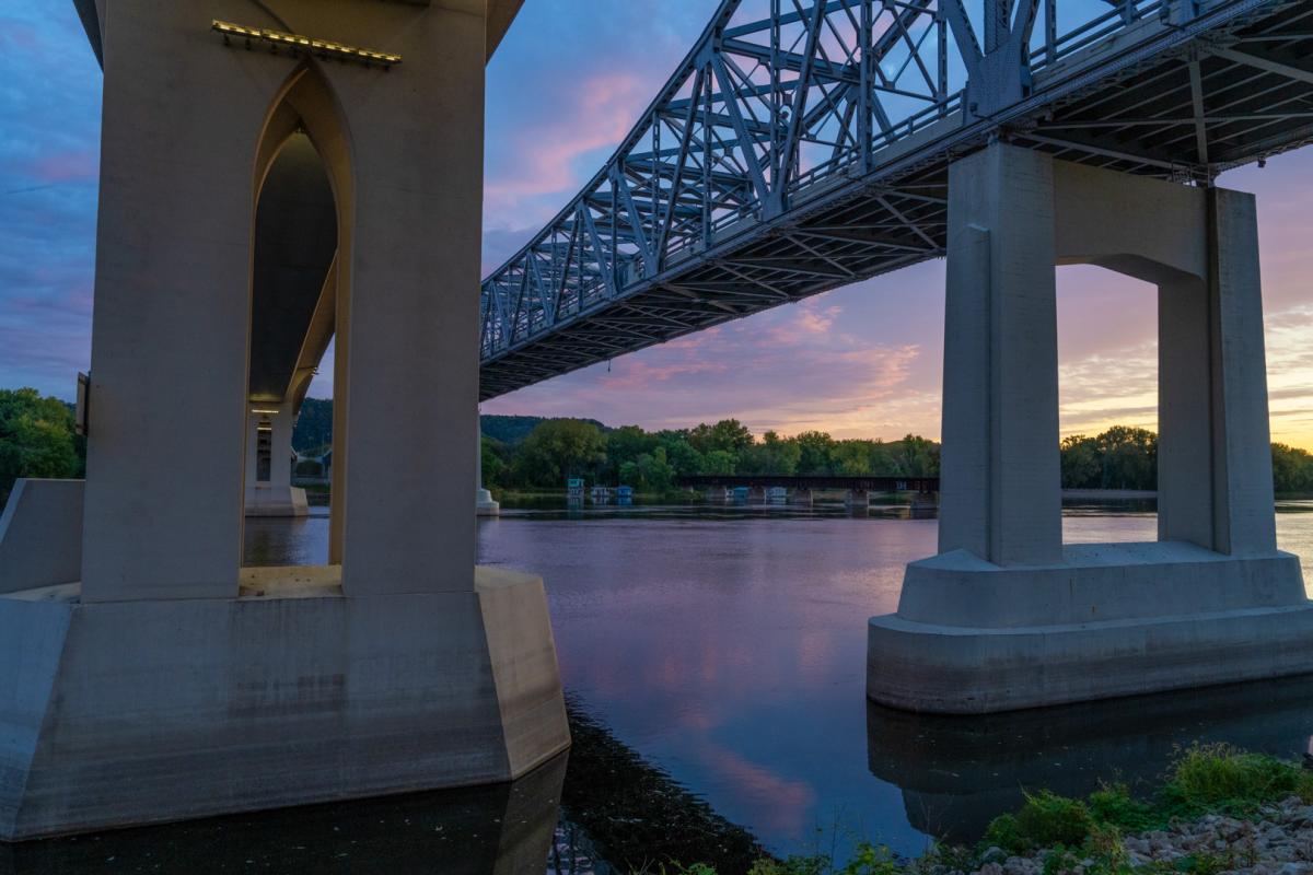 Pre-dawn photo taken under the interstate bridge in Winona, MN