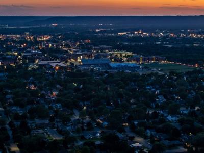 Overlooking the city of La Crosse from Grandad Bluff at sunset.
