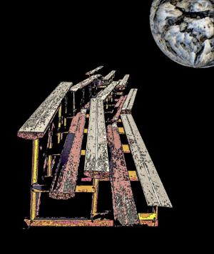 Composite image. Black background added. Over textured moon added.